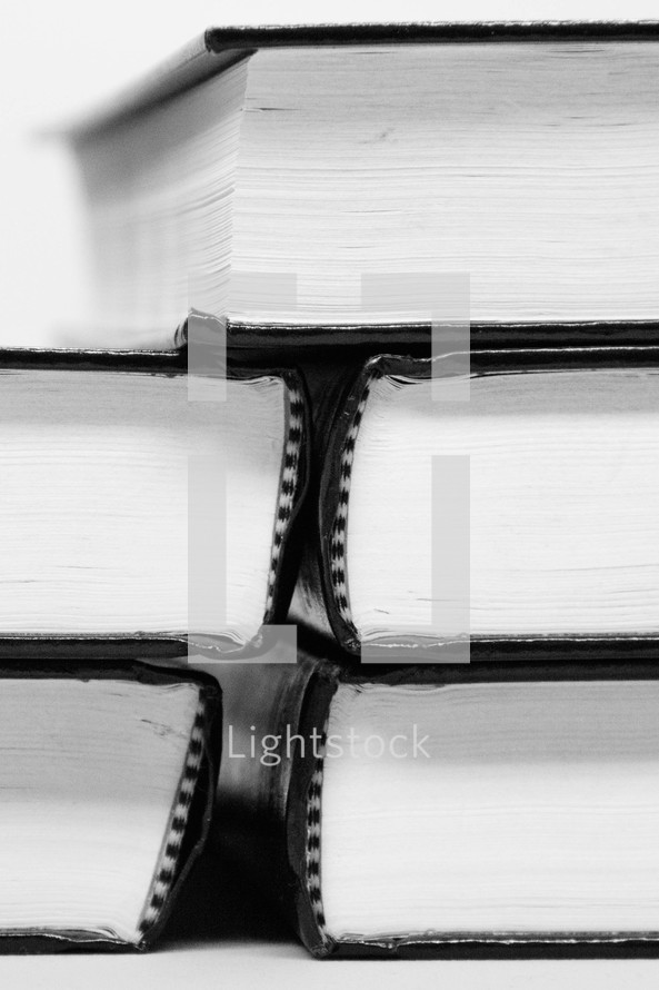 stacked Bible spines 