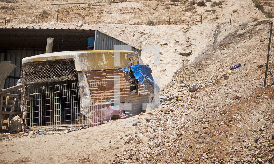 make shift animal cage in Israel 