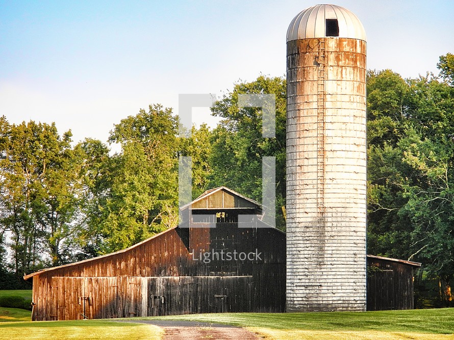 old barn and silo