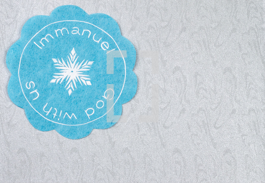 Immanuel God with us badge and snowflake 