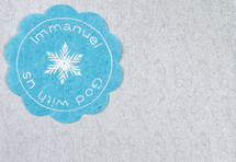 Immanuel God with us badge and snowflake 