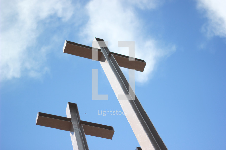 crosses in a blue sky 