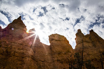 sunburst and rock peak formations 