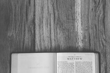 Bible opened to Matthew 