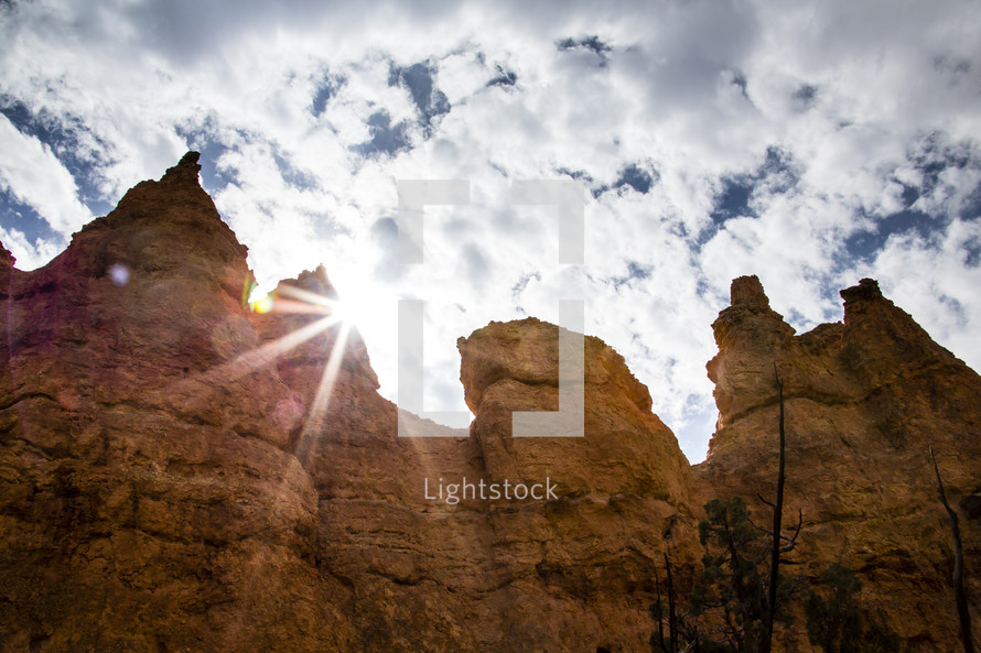 sunburst and rock peak formations 
