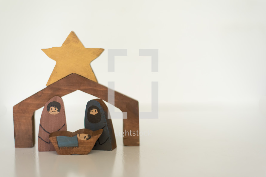 wooden nativity of holy family 