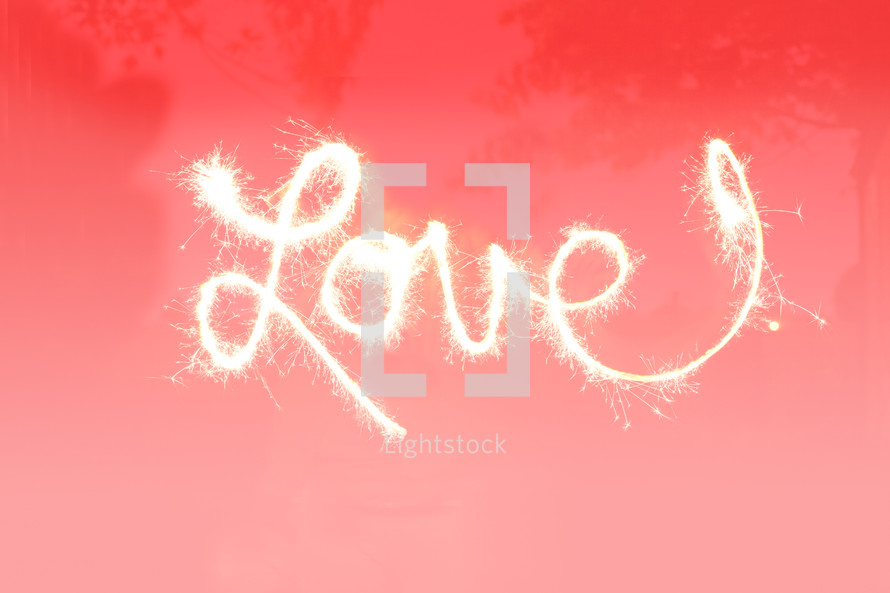 word love in sparklers 