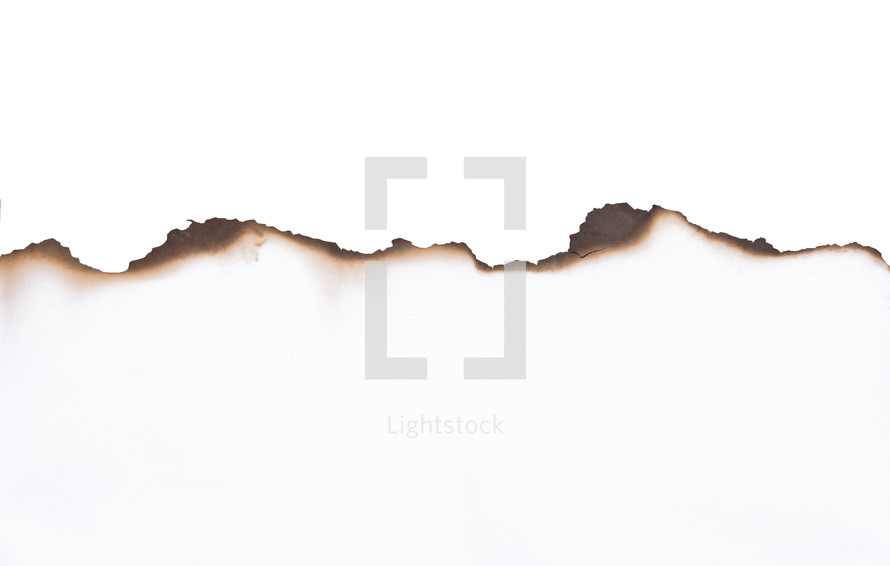 Paper burned old grunge on white background with clipping path.