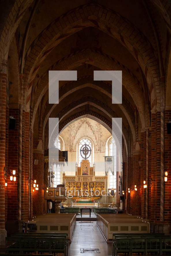 The interior of a great cathedral 