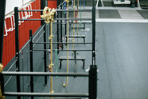 bars and ropes in a crossfit gym 