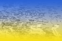 map of Ukraine with colors of blue and yellow flag