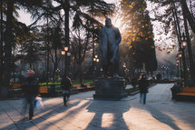 Statue at sunset in the park