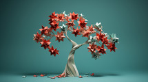 Origami tree with fall leaves. 