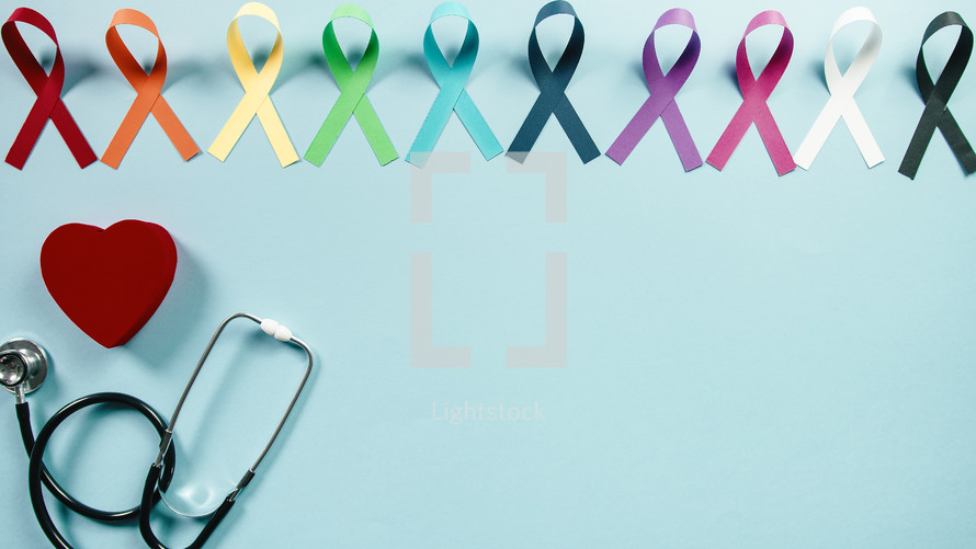 world cancer awareness day ribbons signs copy space flat layer