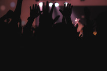 silhouettes of raised hands 