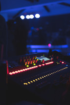 lights on a soundboard 