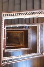 looking down a stairwell 