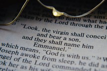 Christmas Bible scripture - Look, the virgin shall conceive and bear a son, and they shall name him Emmanuel, Matthew 1:23