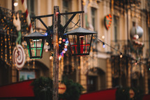 Vintage street lamps on a Christmas
