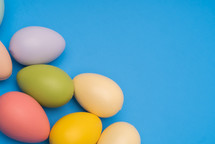 Easter eggs on a blue background 