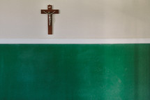 Crucifix in a Roman Catholic school above the chalkboard