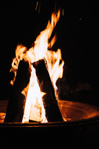 flames in a fire pit 