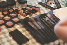 Makeup set on table - wedding day, getting ready, etc.