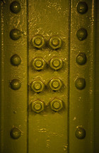 yellow, painted, bolts, metal, texture