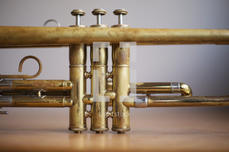 a close up of trumpet valves (color version)