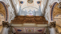 Baroque cathedral nave with organ