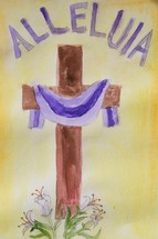 watercolor painting for Easter with word Alleluia