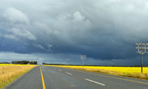 storm clouds over a highway