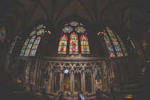 stained glass windows in a cathedral 