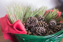 basket of pine cones 
