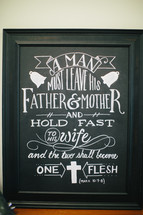 A man must leave his father and mother and hold fast to his wife and the two shall become one flesh Mark 10:7-8