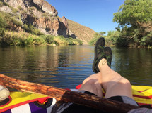 relaxing in a canoe 