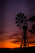 silhouette of a windmill 