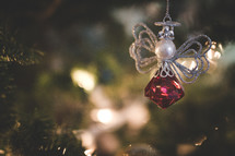 angel Christmas ornament on a Christmas tree 
