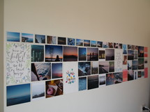 photographs on a wall 