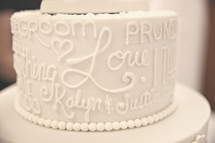 A white wedding cake.