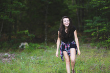 a happy teen girl outdoors 