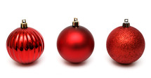red ornaments on a white background 