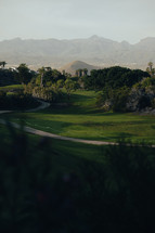 Golf course on a tropical volcanic island, Tenerife golfing resort