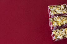 popcorn on a red background 