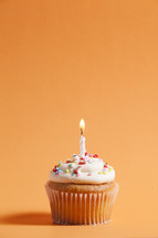 cupcake against an orange background 