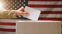 soldier at american polling station