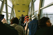 people on an escalator 