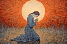 Woman praying, illustration