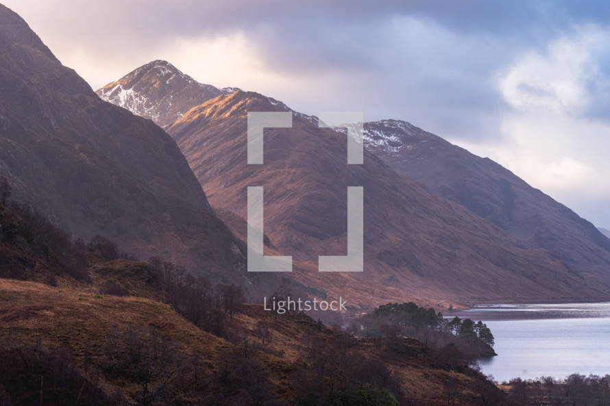 The beautiful mountains in the Scottish Highlands. Glenfinnan, Scotland.