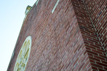 brick side of a church 